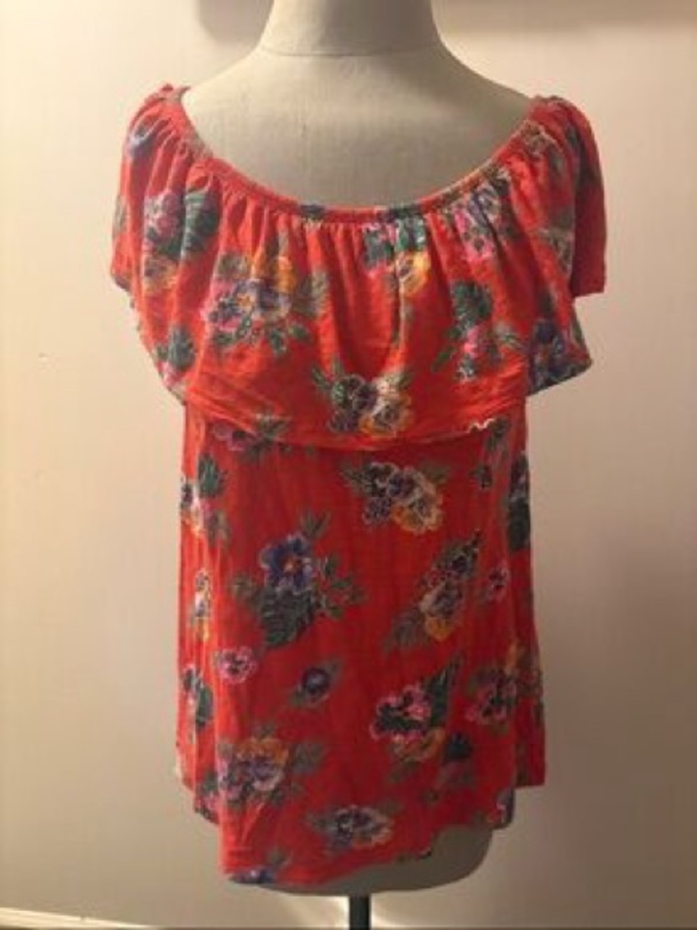 WOMENS OLD NAVY CORAL TROPICAL FLOWER TOP L